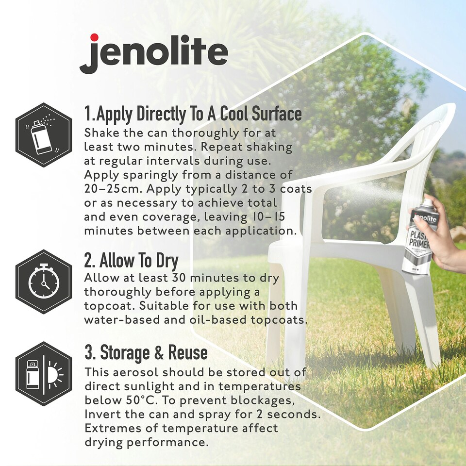 image 1 of Jenolite Premium Plastic Primer Spray - White - 400ml - 3-Pack