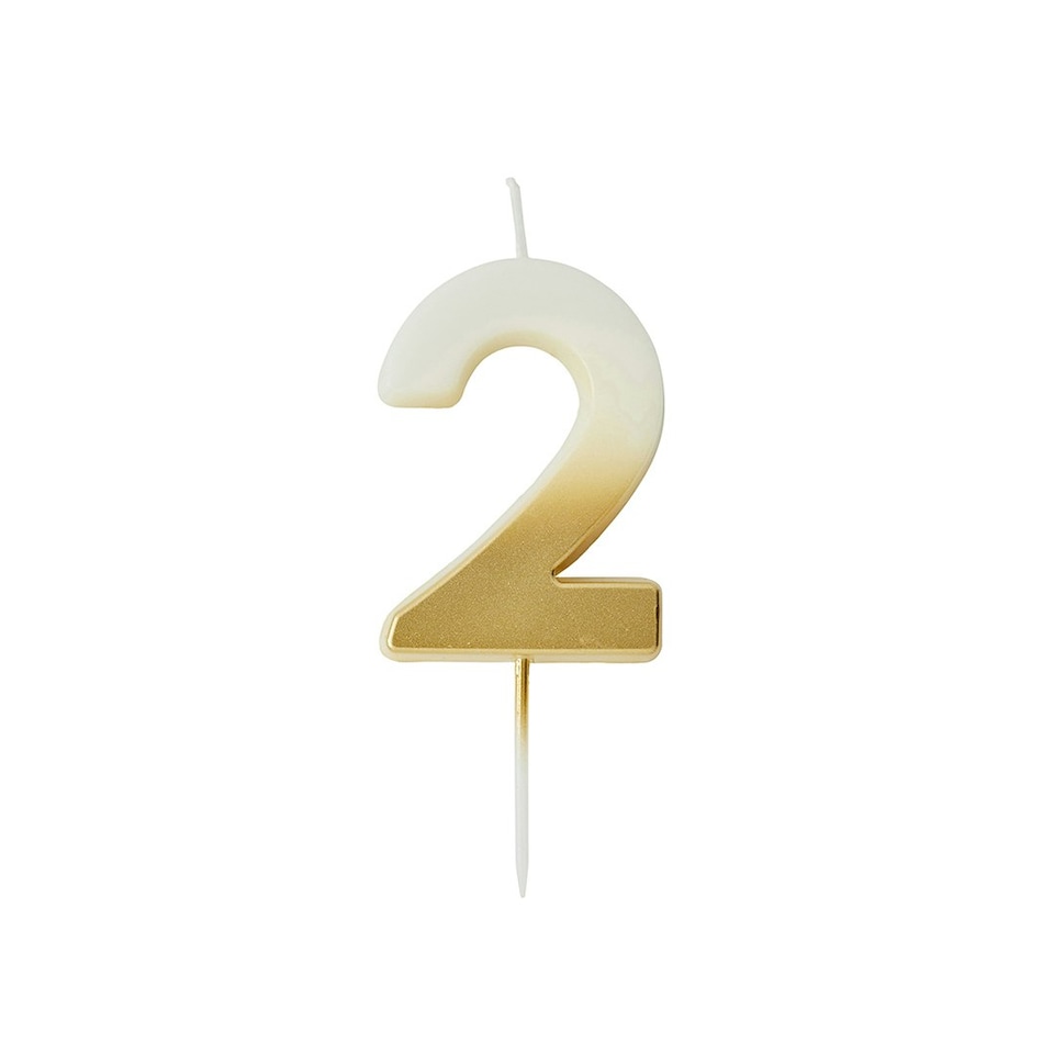 image 1 of Gold Ombre Number '2' Celebration Candle