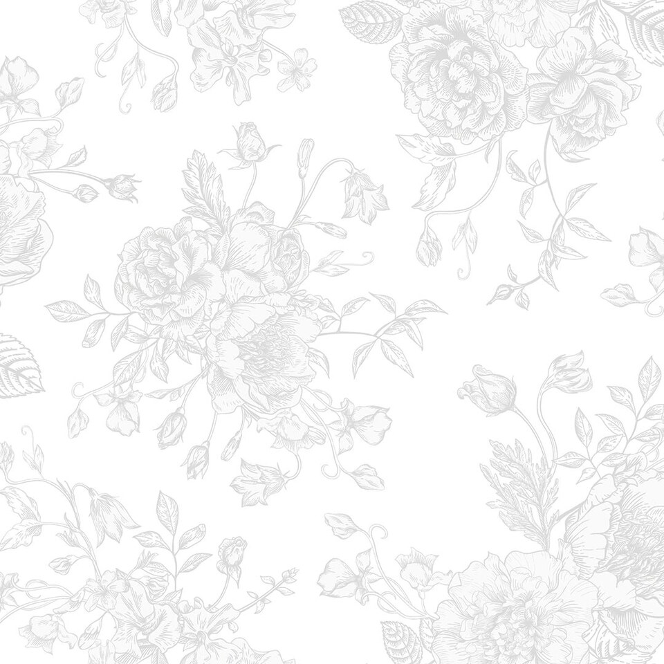 image 1 of Romantic Roses Wallpaper in Grey on White Multi