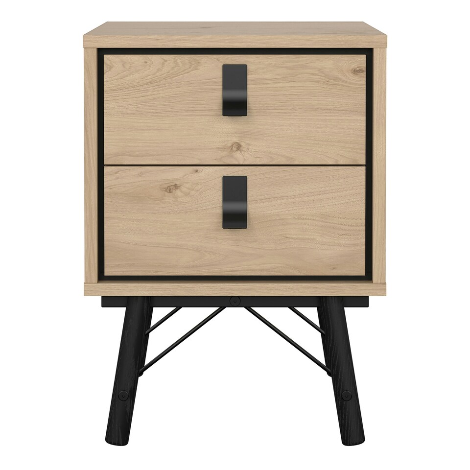 image 1 of Ry Bedside Cabinet 2 Drawer Jackson Hickory Oak