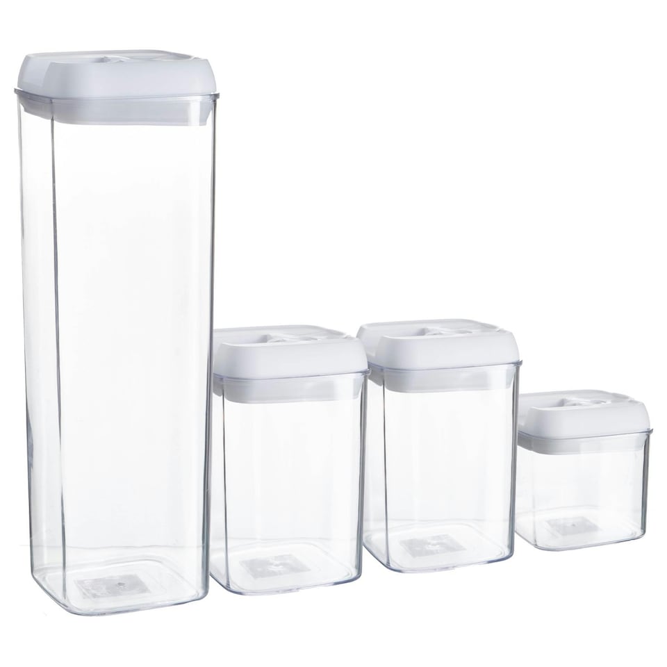 image 1 of Argon Tableware 4 Piece Flip Lock Plastic Food Storage Containers Set - White