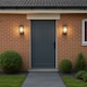 image 6 of Modern Exterior Flush Wall Light Lantern in Matte Black with Clear Glass Panels | Black | Black | 1