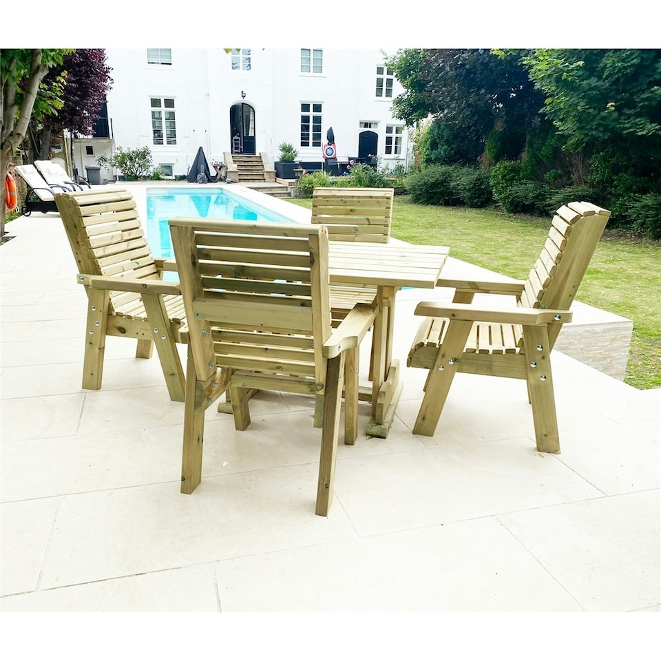 image 1 of Heavy Duty Table and Chair Set - 1 Square Table - 4 Chairs - 4 Seater