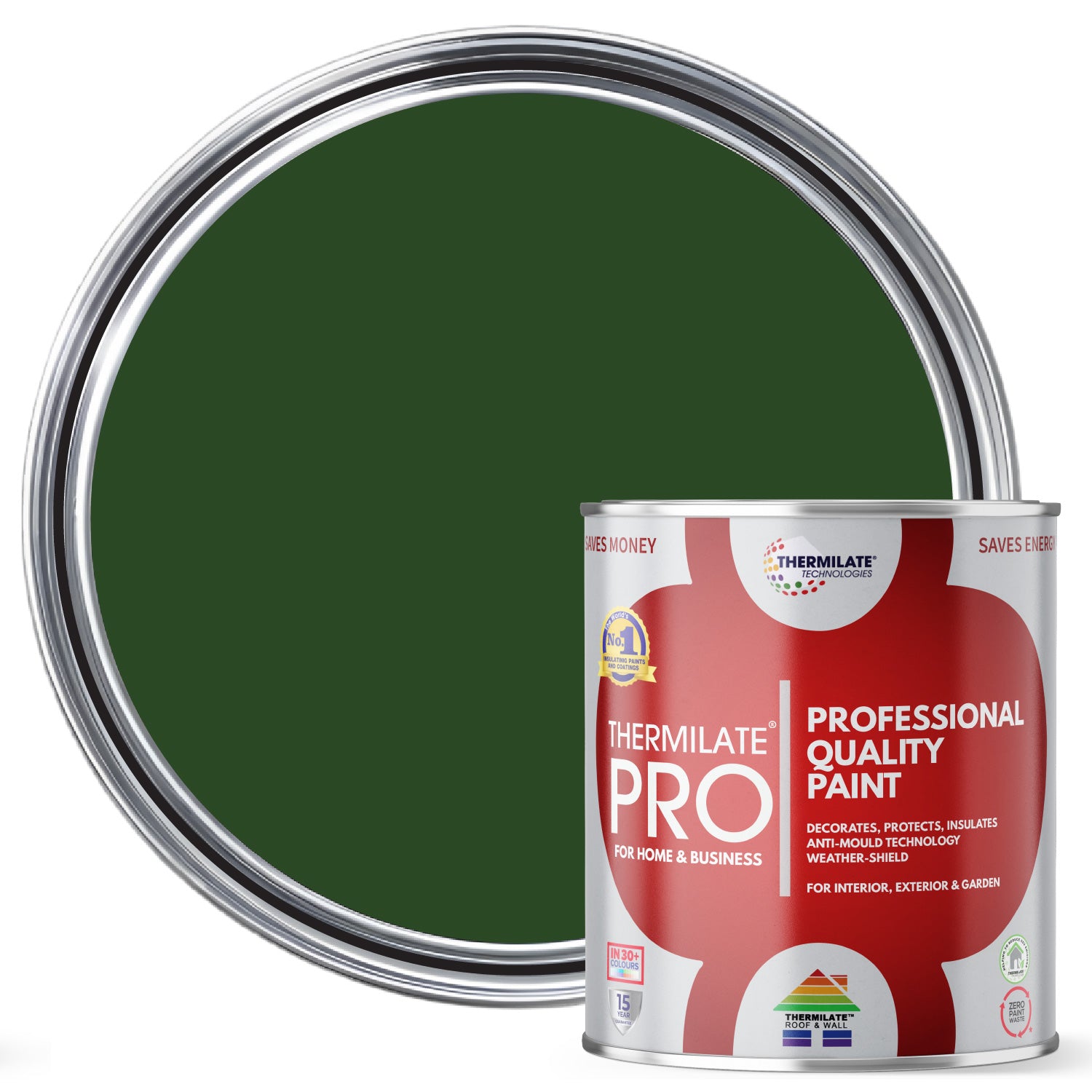 Thermilate PRO FLEX Interior & Exterior Paint - Multi-Surface Paint & Primer - All-in-One - Racing Green - 1L - Matt
