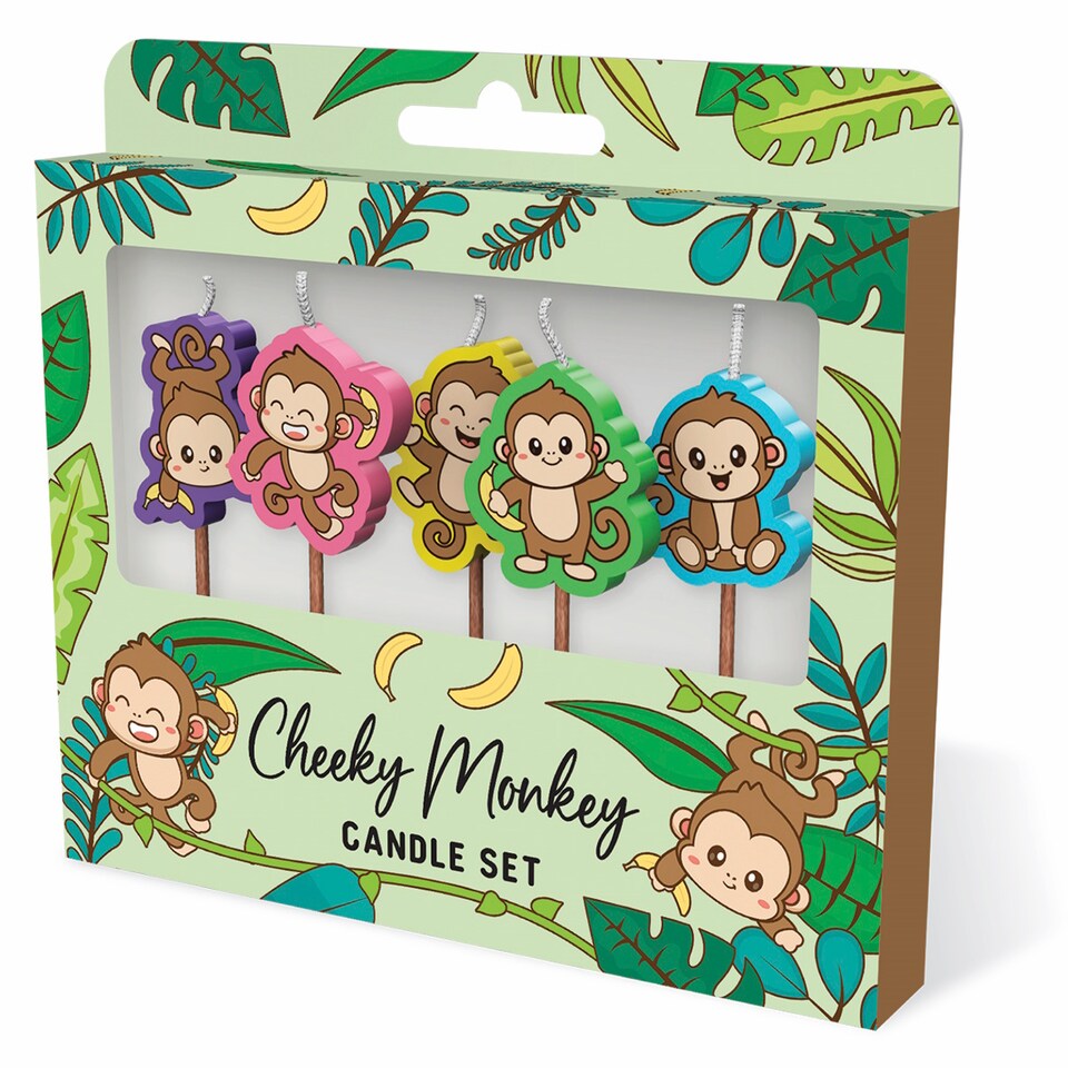 image 1 of Kids Cheeky Monkey Jungle Birthday Candles Set