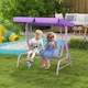 image 2 of Outsunny 2 Seater Kids Swing Chair, Fairy-Themed with Adjustable Canopy
