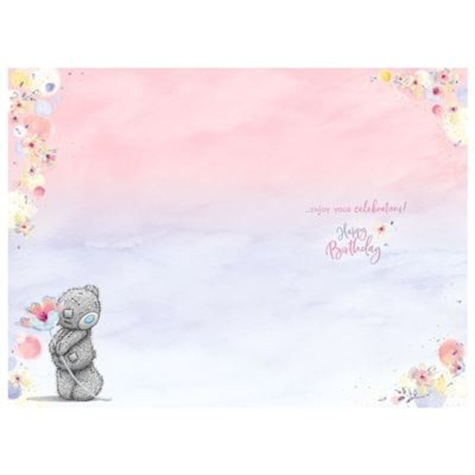 image 1 of Bear Holding Single Flower 50th Birthday Card