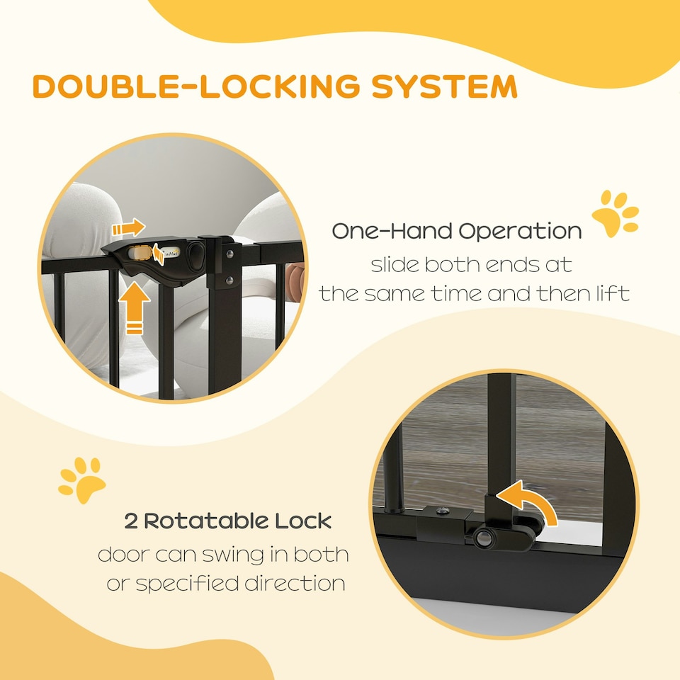 image 1 of PawHut Adjustable Safety Gate w/ 1 Extensions and Four Adjustable Screws, Black