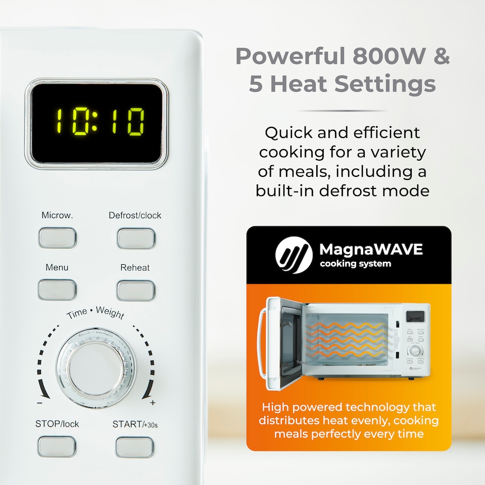 image 1 of 20L 800W Digital Microwave Mirror Door White and Chrome