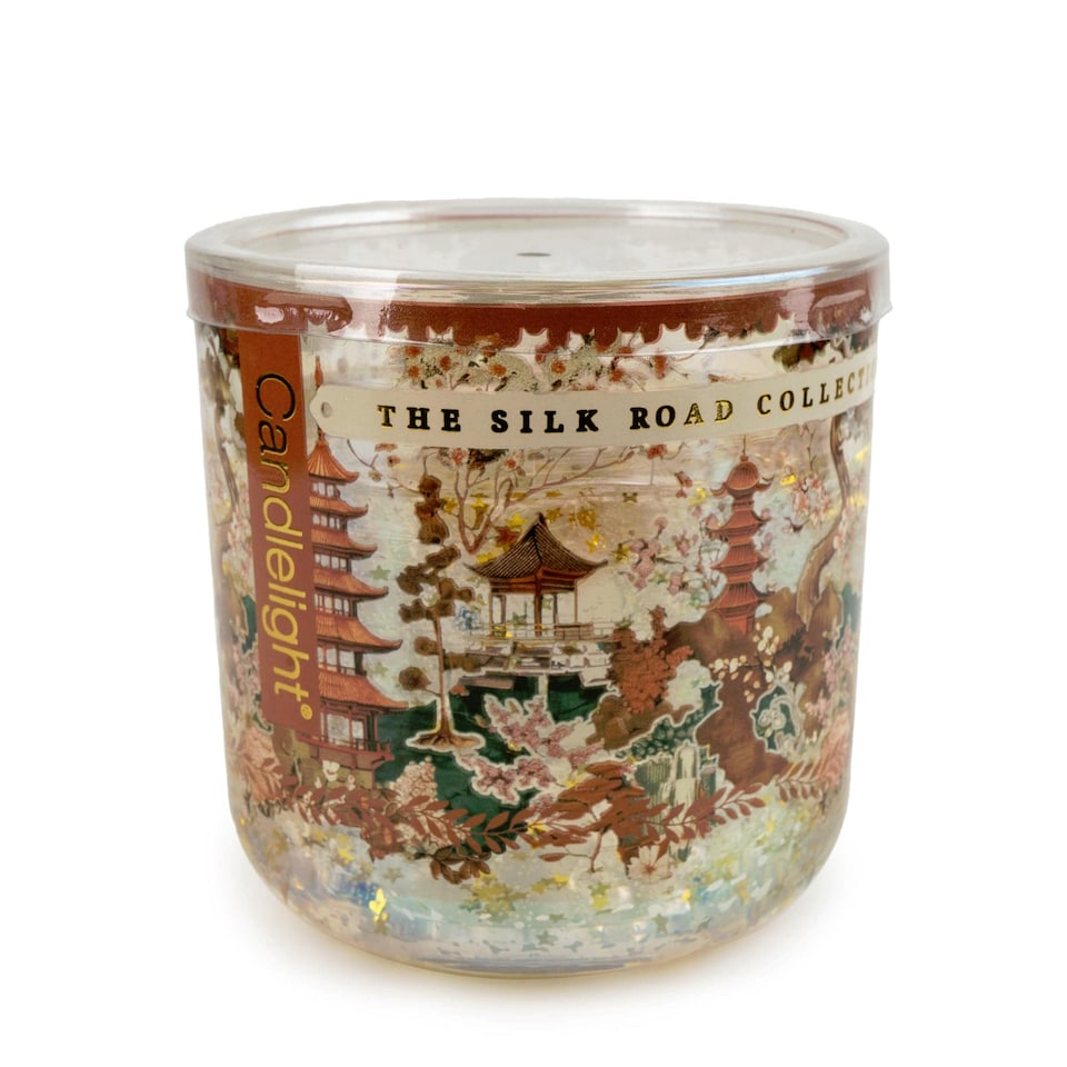 image 1 of The Silk Road Collection Samarkand Moroccan Spice LED Light Up Glitter Candle