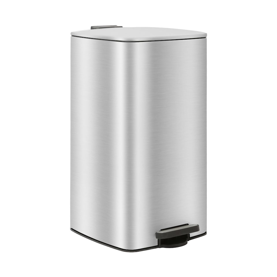 image 1 of Harbour Housewares Square Stainless Steel Kitchen Pedal Bin - 30L - Brushed | Silver | Brushed