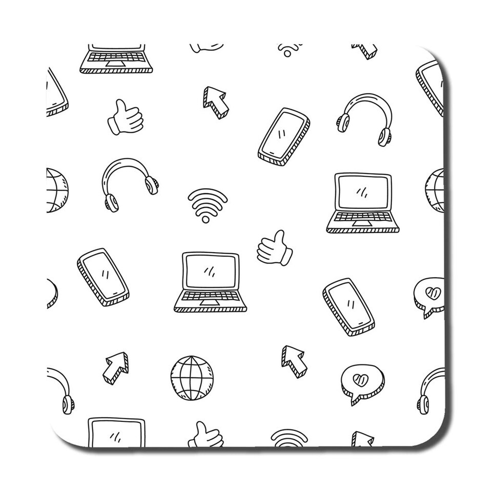 image 1 of internet related doodle pattern (Placemat & Coaster Set)