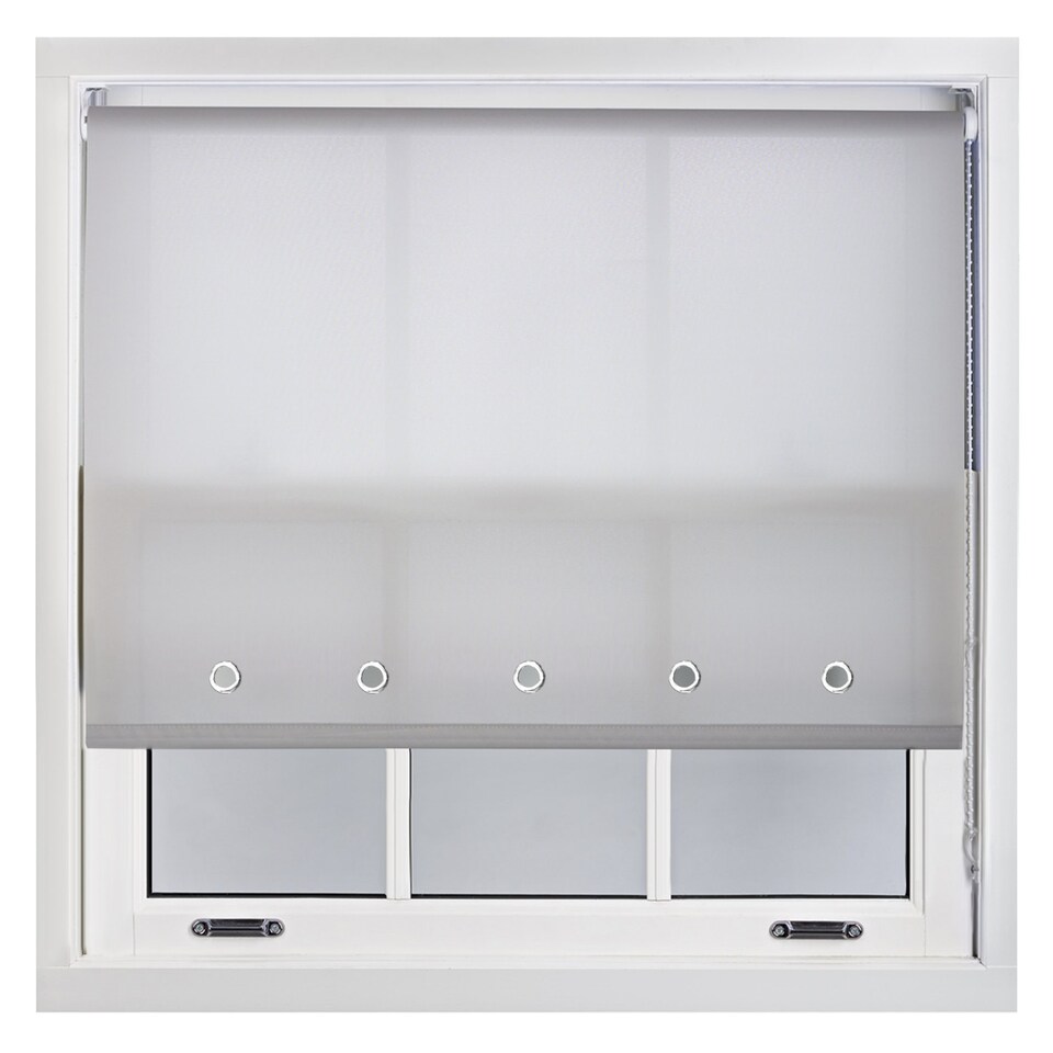 image 1 of FURNISHED Roller Blinds Daylight Round Eyelet Light Filtering Easy Fit Trimmable Window Blind | Grey | Grey | (W) 160cm x (L) 165cm