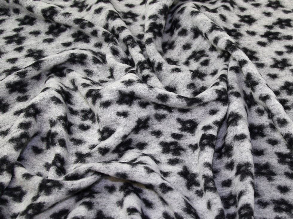 Lady McElroy Black & Grey Wool Blend Coating Dressmaking Fabric, 140cm / 55" Wide - per metre