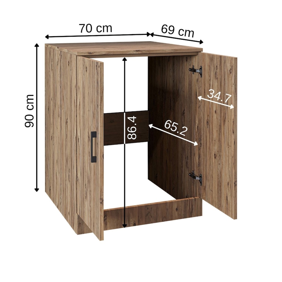 image 1 of Roomart Low Washing Machine Cabinet with Doors White and Oak
