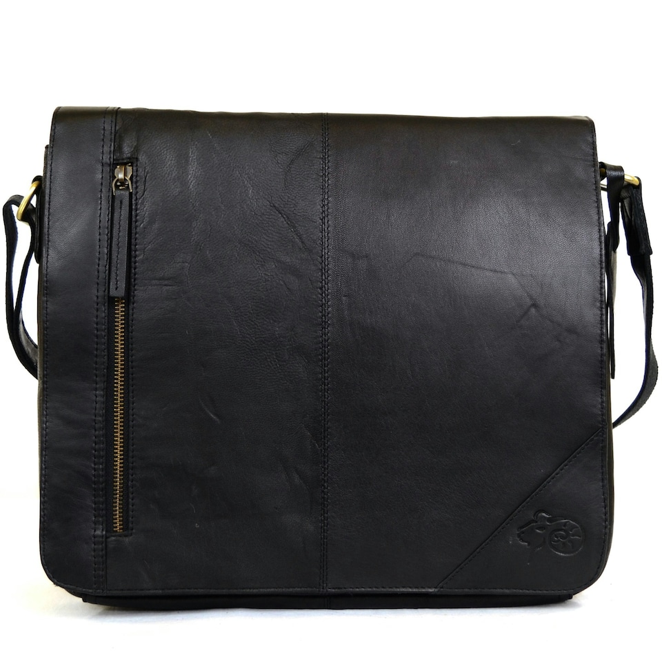 image 1 of Super Soft Premium Large Leather Messenger Bag Brown | Brown