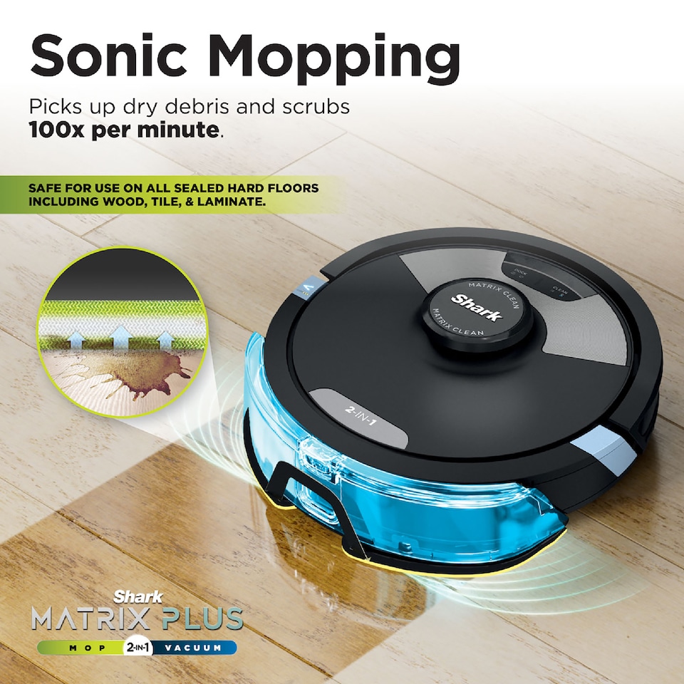 image 1 of Shark Matrix Plus 2 in 1 Robot Vacuum & Mop Black and Silver RV2620WDUK