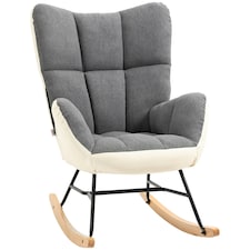 HOMCOM Rocking Chair for Nursery Upholstered Wingback Armchair