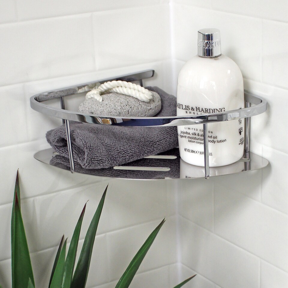 image 1 of Showerdrape Contempo Wall Mounted Stainless Steel Chrome Large Basket | Silver | 1