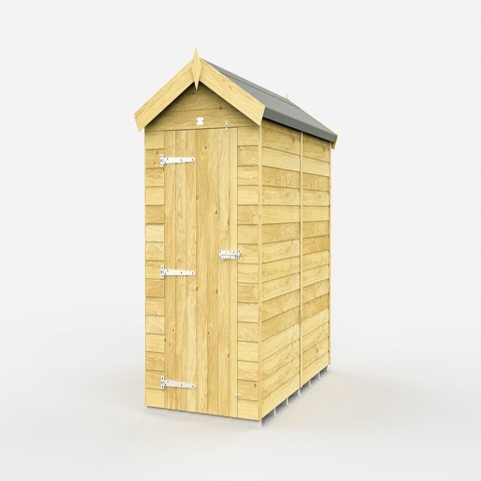 image 1 of 4 x 7 Feet Apex Shed - Single Door Without Windows - Wood - L214 x W118 x H217 cm Brown