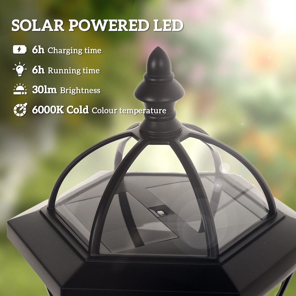 image 1 of Outsunny 2 PCS LED Garden Lights Lamp Solar Powered Lantern Auto Switch Patio