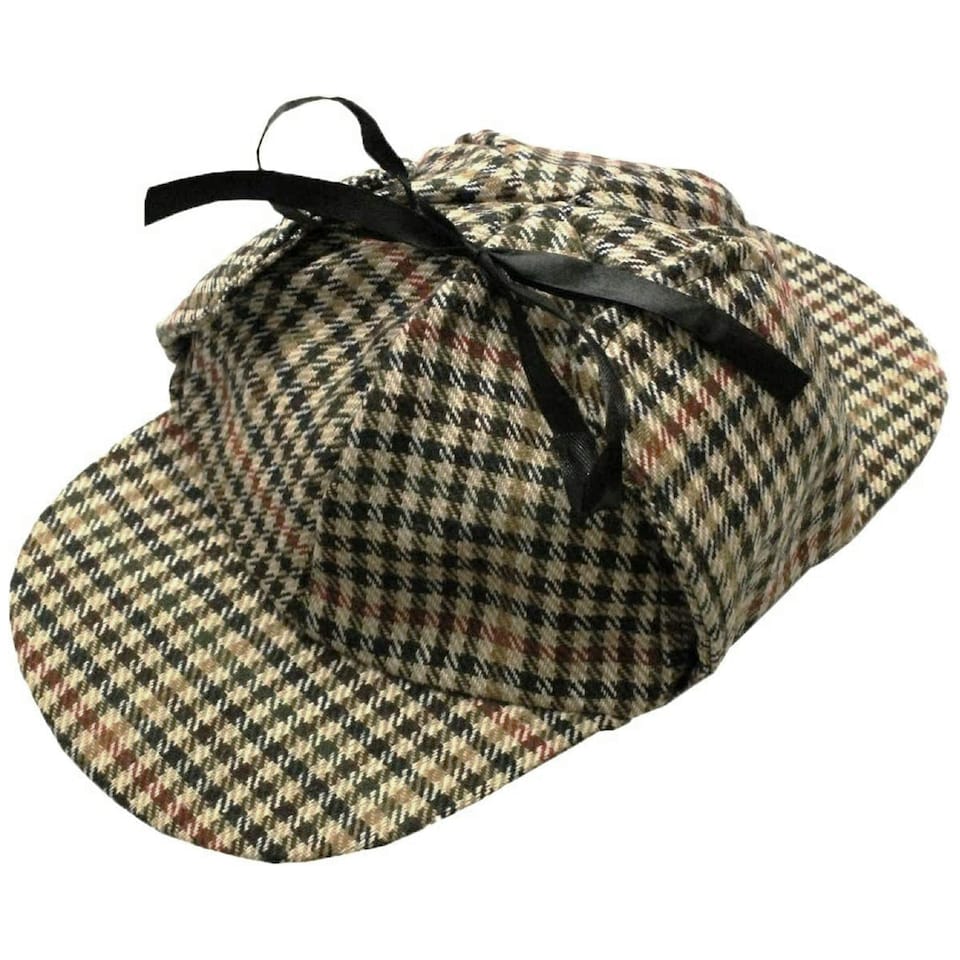 image 1 of Victorian Detective Deerstalker Hat – Classic Sherlock Holmes Fancy Dress Accessory N/A | One Size