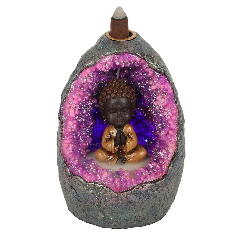 image 1 of Something Different Buddha Cave Backflow Incense Burner - Grey/Purple - One Size