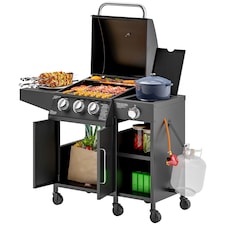 Outsunny 9.5 kW Gas Barbecue with Burner, Storage Cabinet and Shelves