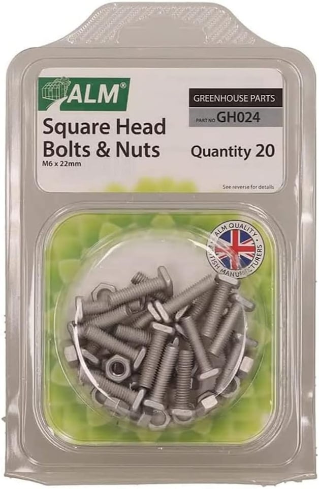 ALM Square Head Nut and Bolt, M6