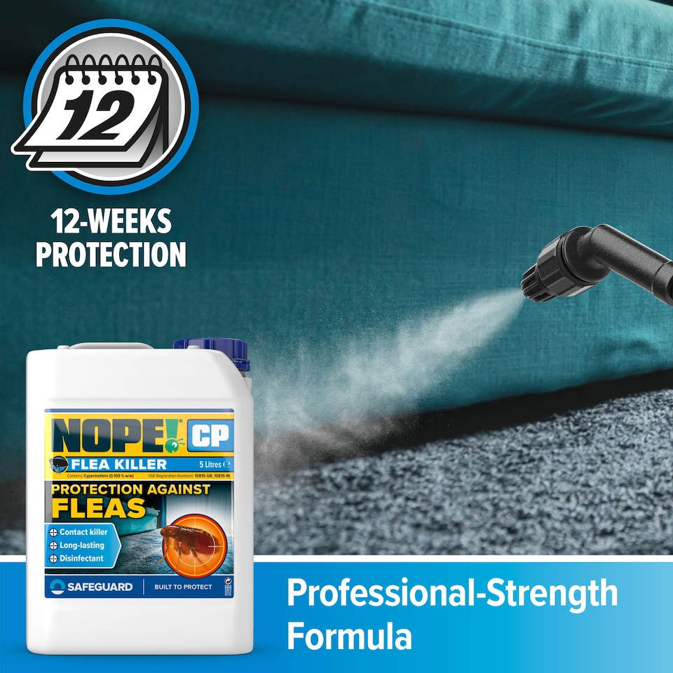 image 1 of NOPE CP Flea Spray (5L & Sprayer) for The Home - Fast-Acting, Odourless & Non-Staining. Indoor & Outdoor Flea Killer