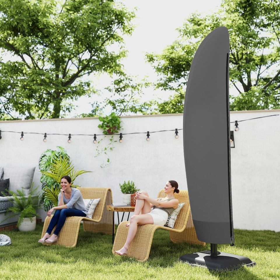 image 1 of Outsunny Parasol Cover, Patio Cantilever Cover, Banana Umbrella Cover, Black