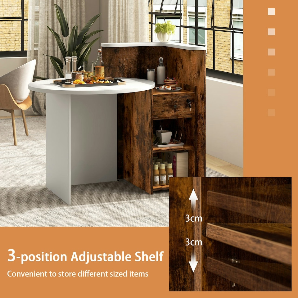 image 1 of COSTWAY Reception Desk with Lockable Drawer White White