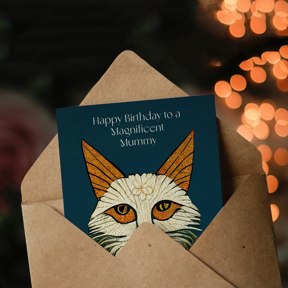 image 1 of Magnificent Moggie Cat William Morris Style Mummy Birthday Card