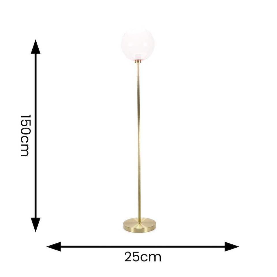image 1 of ValueLights Frenchie Pink Tinted Glass Globe Gold Stem Floor Lamp | Gold