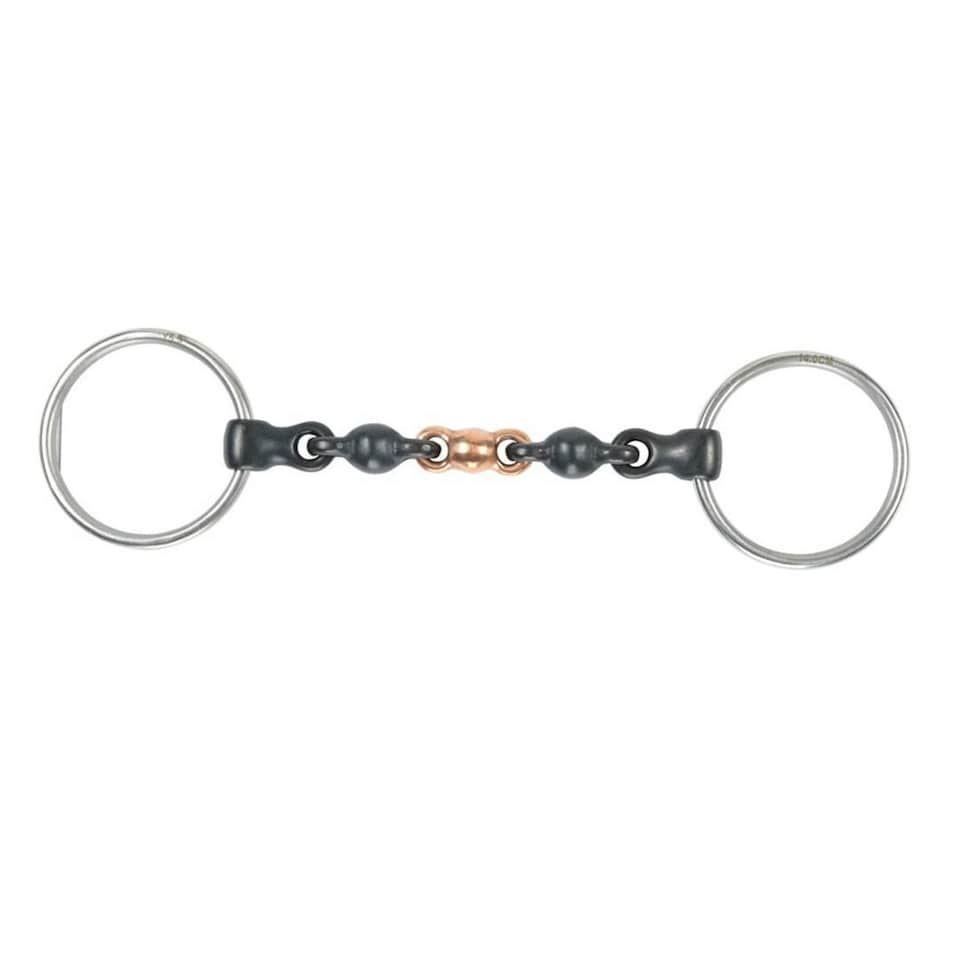 Shires Sweet Iron Waterford Horse Loose Ring Snaffle Bit - Black - 4.5in