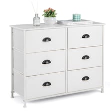 COSTWAY 6 Drawers Dresser Organizer 2 Tier Fabric Storage Organizer White