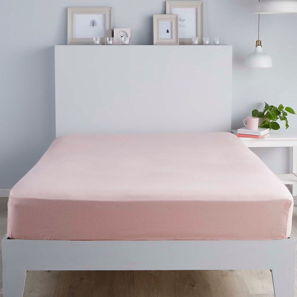 image 1 of Serene Plain Dyed Fitted Bed Sheet Blush
