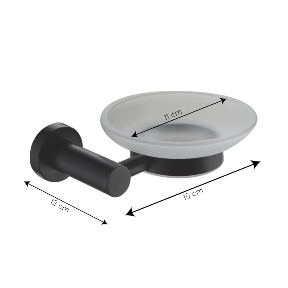 image 1 of Showerdrape Modernity Black Stainless Steel Wall Mounted Frosted Glass Soap Dish | Black | 1