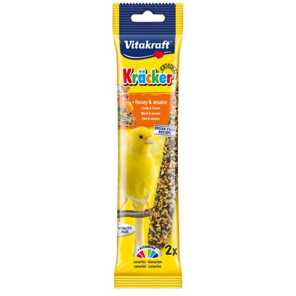 Vitakraft Kracker Honey & Sesame Canary Treat Sticks 2 Pack - Pack of 7