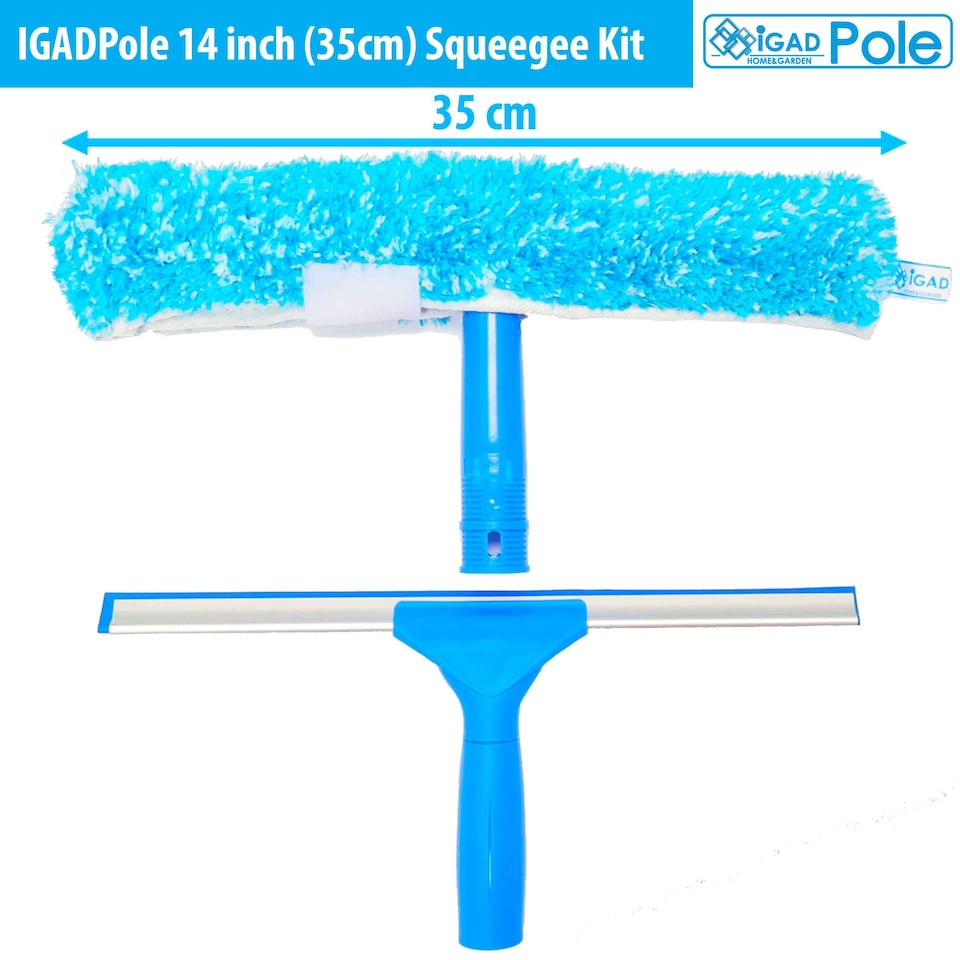 image 1 of IGADPole 14 inch(35cm) Professional Window Cleaning Set - Squeegee & Microfiber Window Scrubber