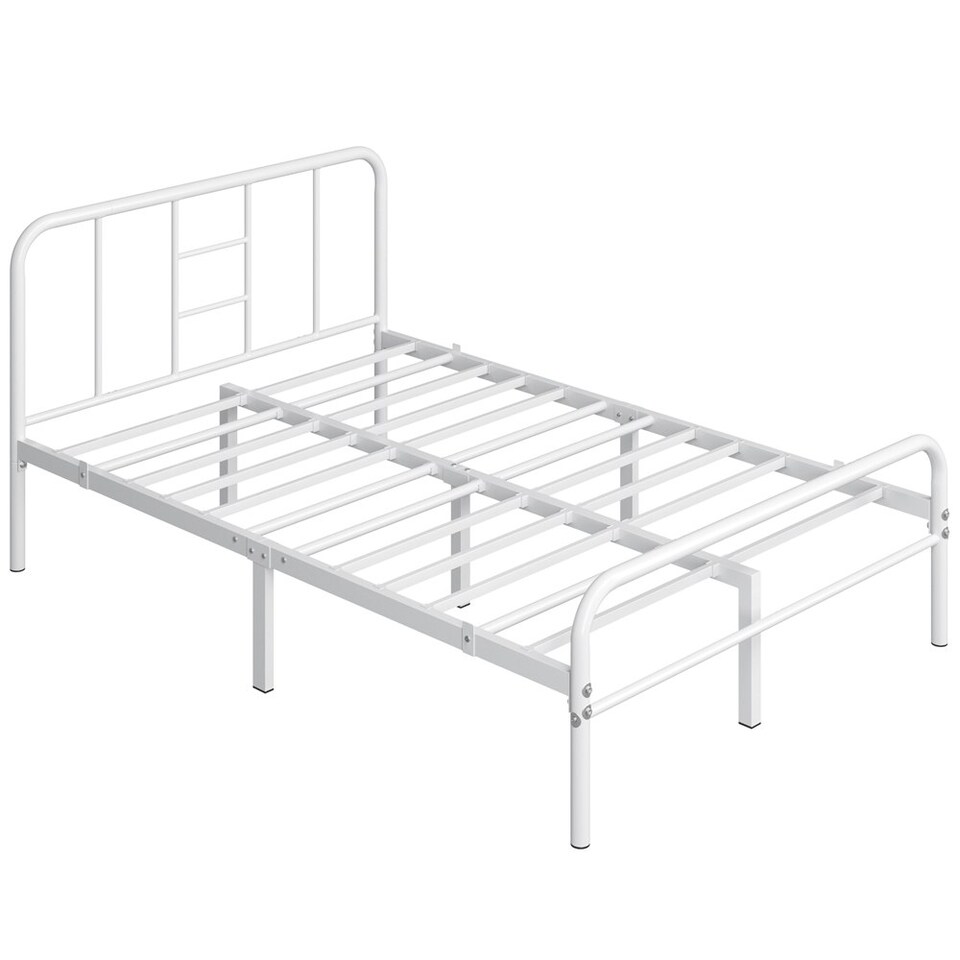 image 1 of Yaheetech Romantic 4ft6 Double Metal-Framed Bed with High Headboard White
