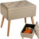 image 1 of Bench Ranya upholstered linen look with storage space - 300kg capacity Brown | Sand