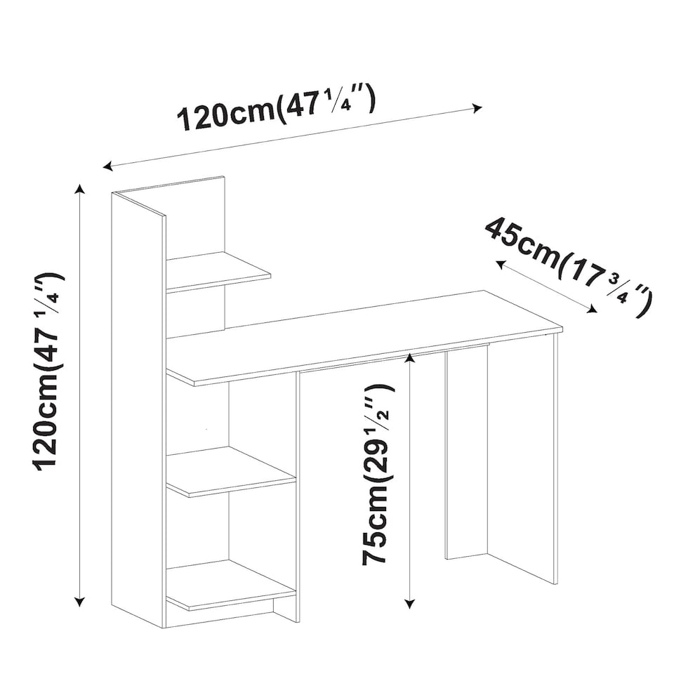 image 1 of FRANCO Computer Desk Workstation 4-Tier Shelves Home Office Study Writing Table | Multi | Oak and White | 1