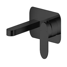 Current Round Wall Mounted 2 Tap Hole Basin Mixer Tap - Matt Black | Black | Matt Black | 1