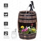 image 5 of Outsunny Wood Barrel Pump Garden Fountain Water Feature Flower Planter Stand New