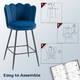 image 6 of HOMCOM Set of 2 Barstools with Petal Backrest for Kitchen Island Dark Blue Blue