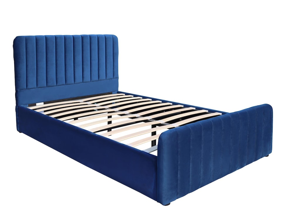 image 1 of Ottoman Gas Lift Up Storage Bed 3ft Single Blue Velvet Bed Bed Bedroom Furniture