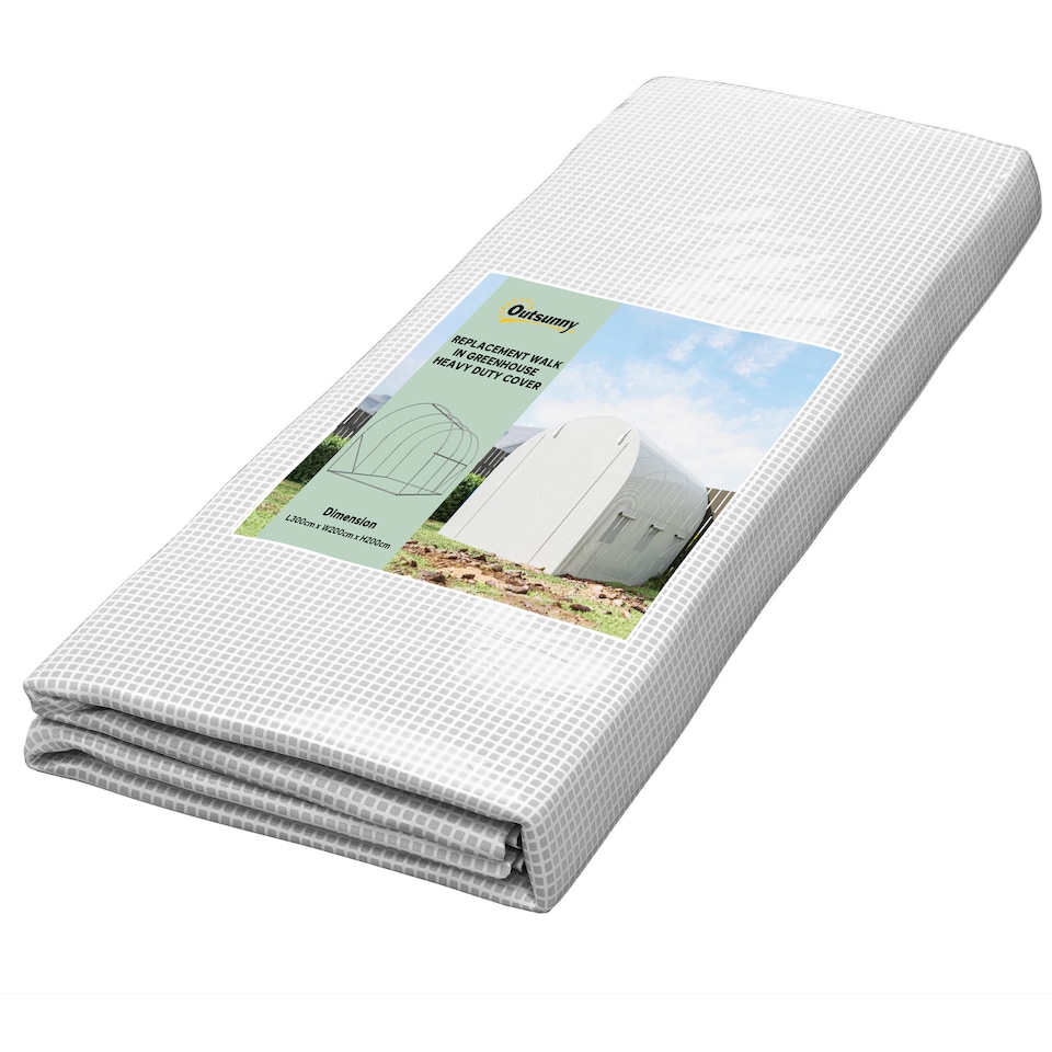image 1 of Outsunny 3 x 2 x 2m Replacement Greenhouse Cover w/ Windows, White | White | White | 300L x 200W x 200H cm