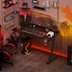 image 1 of HOMCOM Gaming Desk 120 x 65 cm Steel Frame with Cup Holder, Headphone Hook, Adjustable Feet and Cable Organiser, Home Office Computer Table, Black