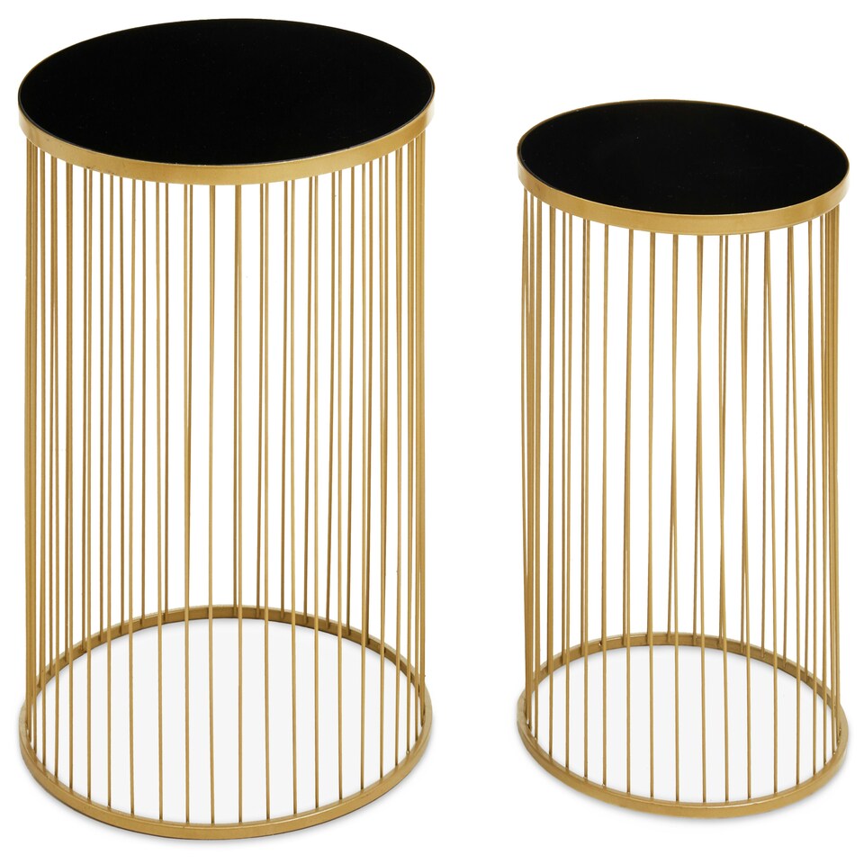 image 1 of Avento Set Of Two Black And Gold Side Tables Gold